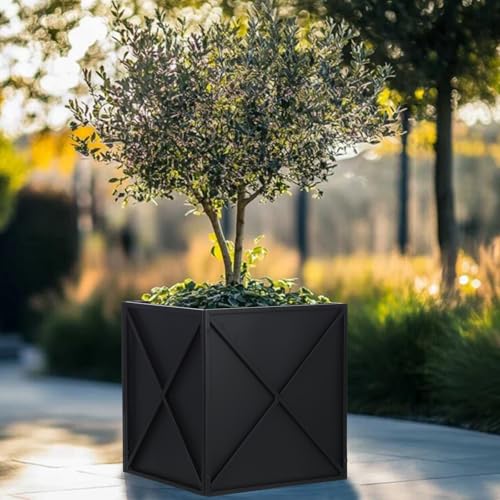 Metal Square Planter Box Tall Planters for Outdoor Plants Modern Heavy Duty with Drainage Holes for Outside Indoor Patio Deck