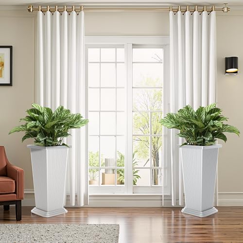 Set of 2 Tall Planters for Outdoor Plants (2 Count)