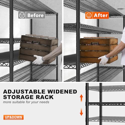 85.7"H 5 Tier Garage Shelving with Wheels&Feet