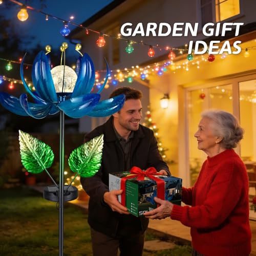 Solar Garden Lights Metal Flower Decor