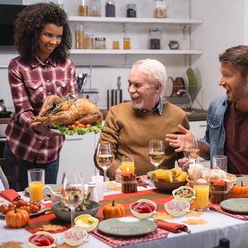 12 Pieces Fall Bowls Ceramic Pumpkin Bowl 6 Ounces Ramekins Small Pumpkin Shaped Bowls Dinnerware Decoration for Fall Thanksgiving Serving Dip (12 Count)