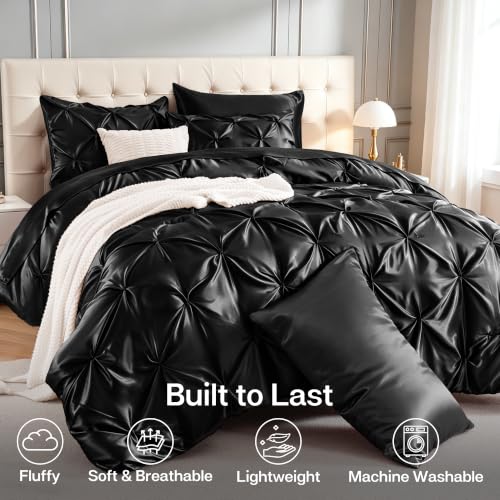 Satin King Size Comforter Set Black
