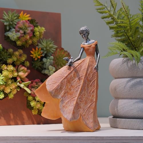 Fairy Statue Orange Leaf Angel Girls Fall Decor