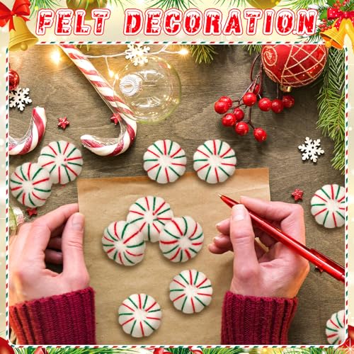 36 Pcs Felt Peppermint Christmas Decorations Wool (36 Count)