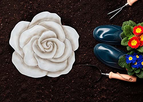 NAT & Jules Rose Flower Shaped Dimensional Indoor Outdoor 12 inch Cast Resin Decorative Garden Stepping Stone