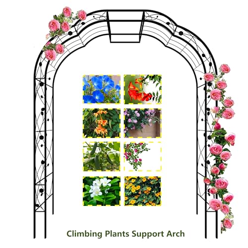 Metal Garden Arch 8.2 FT High x 6.2 FT Wide Garden Arbor Trellis for Outdoor Climbing Plants Support Rose Lawn Tall Large Wedding Archway