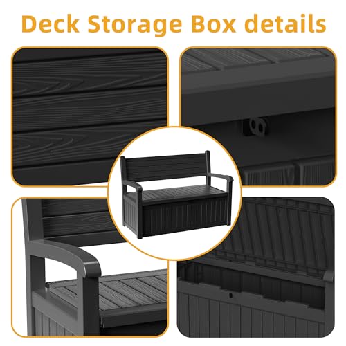 80 Gallon Outdoor Storage Bench Lockable Deck Box Outdoor Storage Box Waterproof for Patio