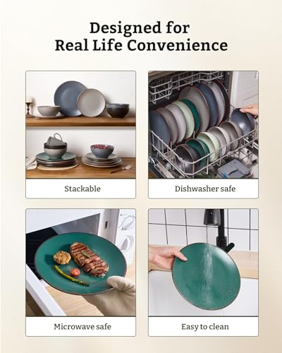 Venus Stoneware Dinnerware Sets with Pasta Bowls (24 Count)