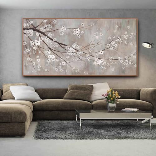 Floral Wall Art Framed Flowers Prints Poster Artwork Plum Blossom Pictures Extra Large Arts 36"x70" for Living Room