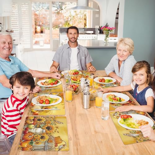 Fall Plastic Placemats Set of 6 Pumpkin Table mats 17×13×0.04in (6 Count)