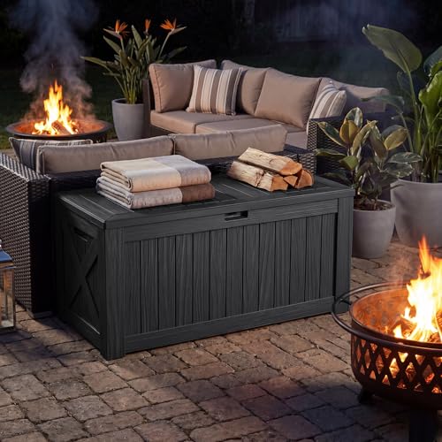 Resin Deck Box 120 Gallon Waterproof Large Outdoor Storage Box
