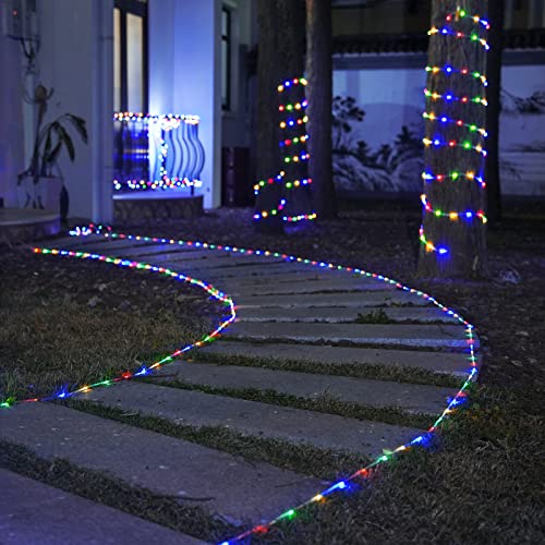 2 Pack 100 LED Solar Rope Lights Outdoor (66 Foot)
