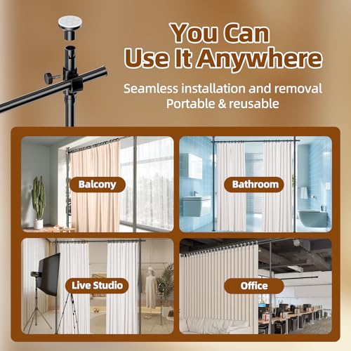 Room Divider No Drilling Curtain Rod Wall Divider for Room Separation