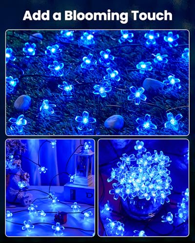 60 LED Solar Flower String Lights for Outside Waterproof Fairy Lights for Garden Yard Fence Patio Christmas Tree Wedding Party Decor (60 Count)