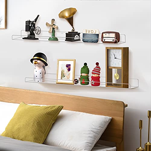 Clear Acrylic Floating Shelves 24 inch Wall Ledge Shelf Bookshelf 4 Pack (4 Count)