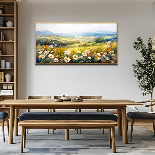 Wood Framed Canvas Wall Art For Living Room Wall Decor For Bedroom Office Wall Decorations Pastoral Scenery Paintings Modern Flowers Pictures Artwork Room Aesthetic Home Decor 20x40 In