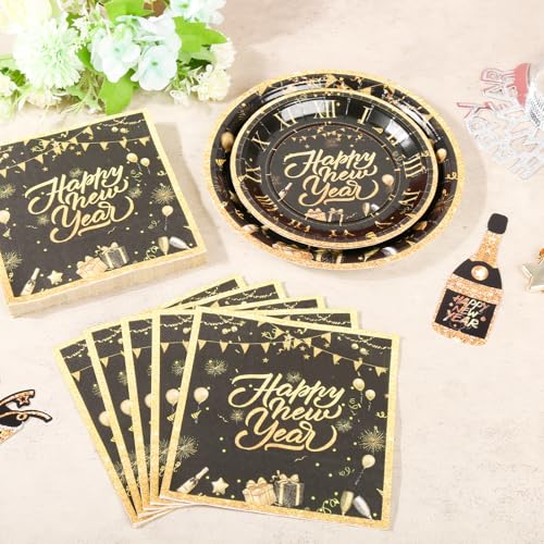 150Pcs New Years Eve Plates & Napkins (150 Count)