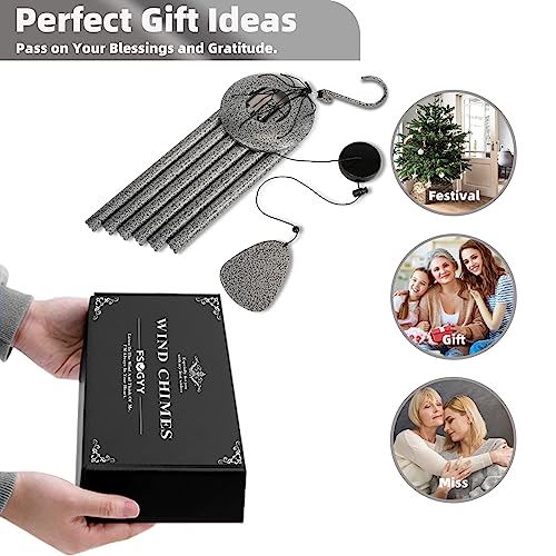 Wind-Chimes-Outdoor-Deep-Tone, Large Soothing Melodic Tones Windchimes, Wind Chimes for Outside, Memorial Wind Chime Best Gift for Mom Women Grandma Neighbors(32" Silver Coated Aluminum)