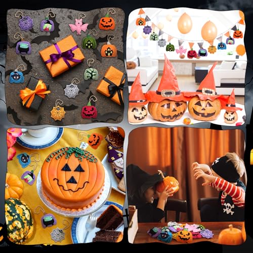 12 Pcs Halloween Felt Ornaments 3D Pumpkin Hanging Tree Decor (12 Count)