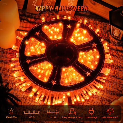 1000 LED Orange Halloween String Lights Outdoor Indoor Plug in (272 Foot)