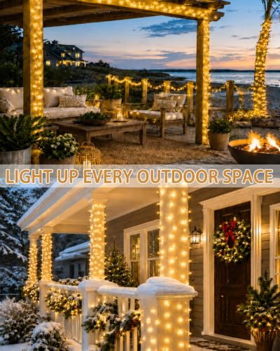 2 Pack 200 LED Battery Operated String Lights