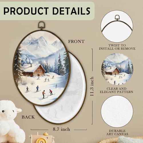 Winter Ski Skiing Scene Wall Art Decor Framed