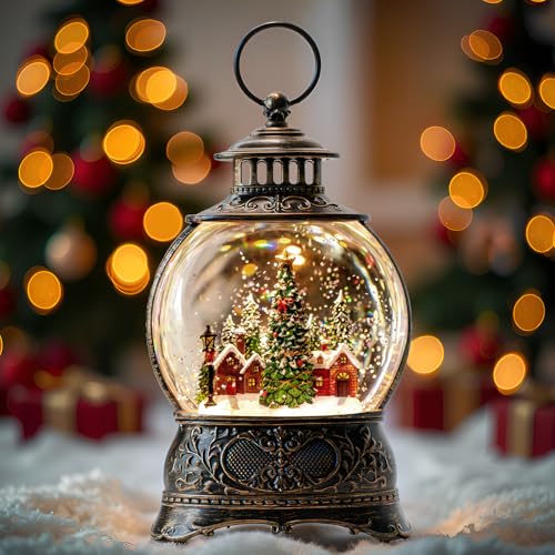 Christmas Snow Globes Water Lantern with Christmas Tree Village