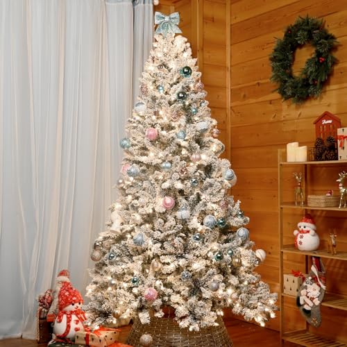 7ft Prelit Flocked Christmas Tree