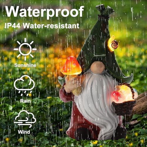 Gnome Solar Garden Statue with 3 LED Lights