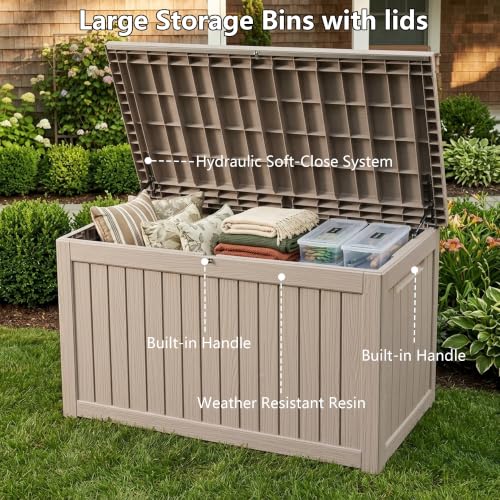 280 Gallon Outdoor Storage Box Waterproof Lockable Resin Deck Box Large
