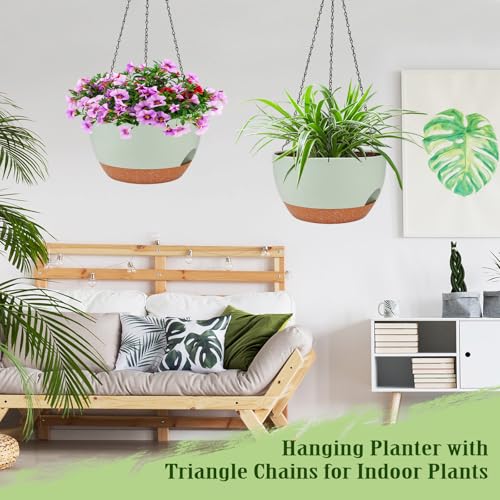 2 Pack 10 Inch Self Watering Hanging Planter for Indoor Outdoor Plants (2 Count)