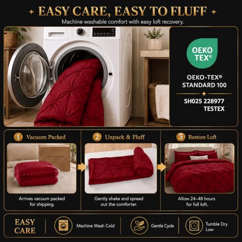 Twin XL Comforter Set Dark Red