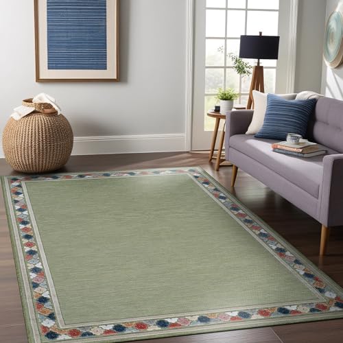 Outdoor Rug 9x12 Modern Bordered Large Area Rugs for Indoor and Outdoor Patio Easy to Clean Non Shedding Living Room Porch Garden Washable Outside Carpet
