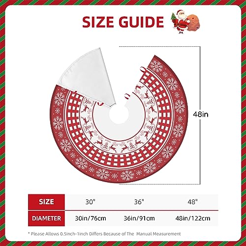 Christmas Tree Skirt 48inch Red Deer Rustic Xmas Decor for Party