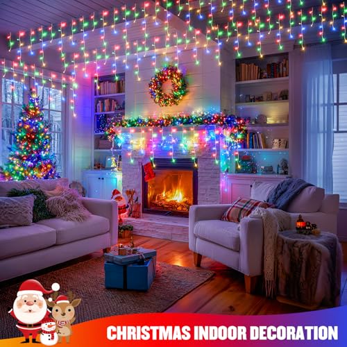 Multicolor Icicle Christmas Lights with Remote (38.8 Foot)