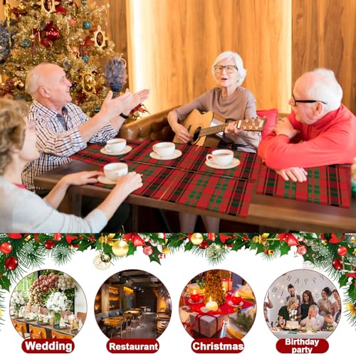 Christmas Plastic Placemats Set of 6 Red and Green Table mats 17×13×0.04in (6 Count)