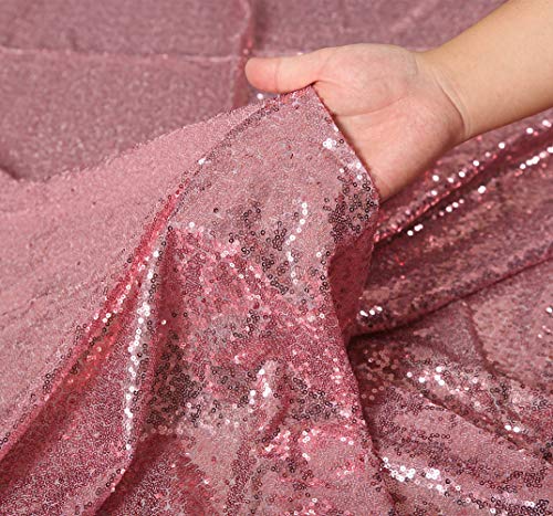 Sequin Tablecloth 90 x 156 Inch Fuchsia Pink Sparkly Table Linen for Wedding Party
