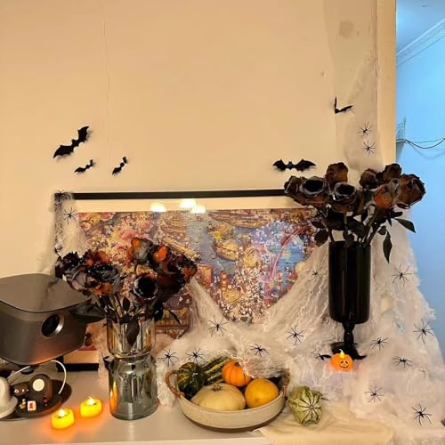 600 sqft Spider Web Halloween Decorations With 20 Fake Spiders