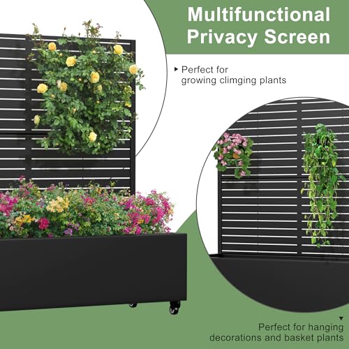 Metal Raised Garden Bed with Trellis and Wheels