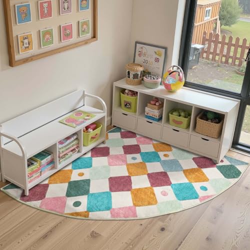 Corner Rug Washable Kids Rug Colorful Reading Nook Mat Confetti (25 Sq Ft)