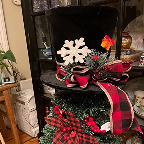 Christmas Tree Topper Black Red Velvet Top Hat