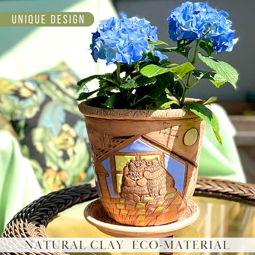 Ceramic Pot with Drainage Hole and Saucer