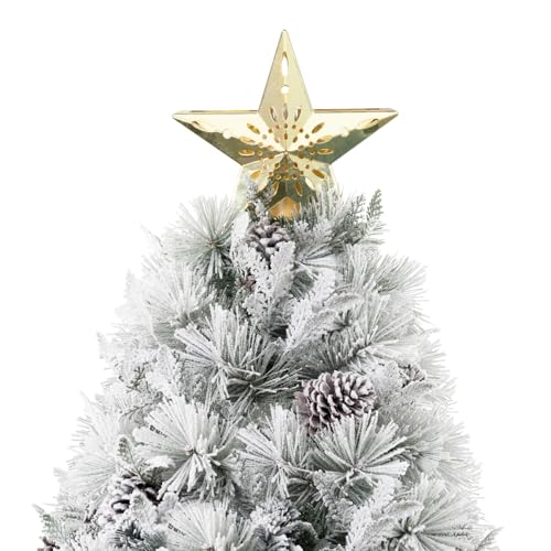 Darla 7.5ft Snow Flocked Rotating Christmas Tree with Star Projector