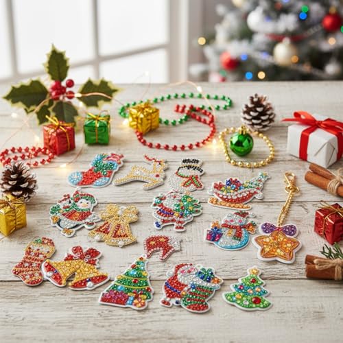 20 Pcs Diamond Art Kit for Adult Christmas Ornaments (20 Count)