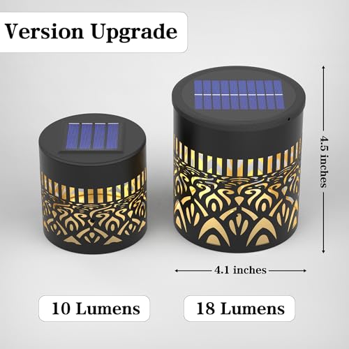 2 Pack Large Solar Fence Lights Metal Solar Powered Outdoor Wall Deck Step Lights Mandala Theme Waterproof Fence Light for Garden Post Patio Backyard Yard Decor (2 Count)