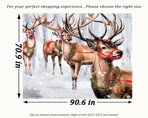 Winter Tapestry Wall Hanging Winter Forest Backdrop Christmas Snowy Deer Wall Decor Snow Elk Tapestries for Bedroom Living Room Dorm Party Decoration
