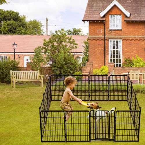 36 in(H) Garden Fence, Wide Gate Low Threshold, 10 Panels Total 22.1 Ft(L) Heavy Duty Iron Animal Barrier Fence for Yard,Suitable for Indoor Or Outdoor Dog Fencing,Garden Border Fence (96 Sq Ft)