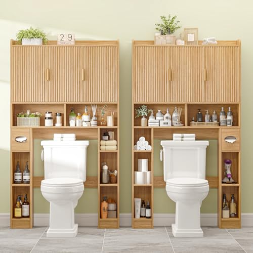 Over The Toilet Cabinet with 3 Fluted Doors & Adjustable Shelf