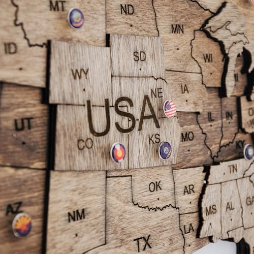 Handmade 3D Wood World Map Wall Art Large Wall Decor Track Your World Travels