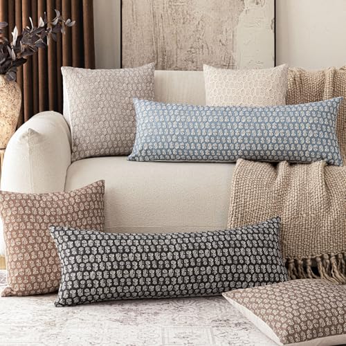 Long Floral Print Lumbar Throw Pillow Covers 14×36 Inch